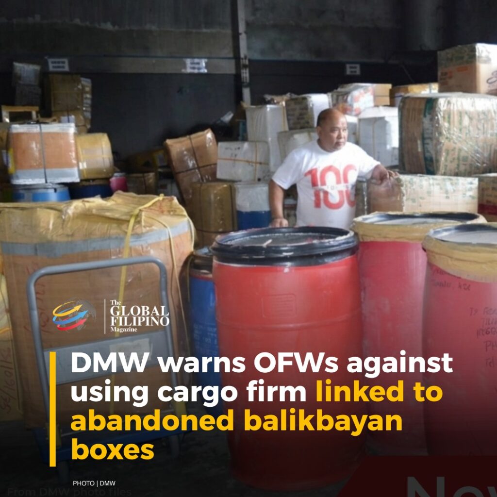DMW warns OFWs against using cargo firm linked to abandoned balikbayan boxes