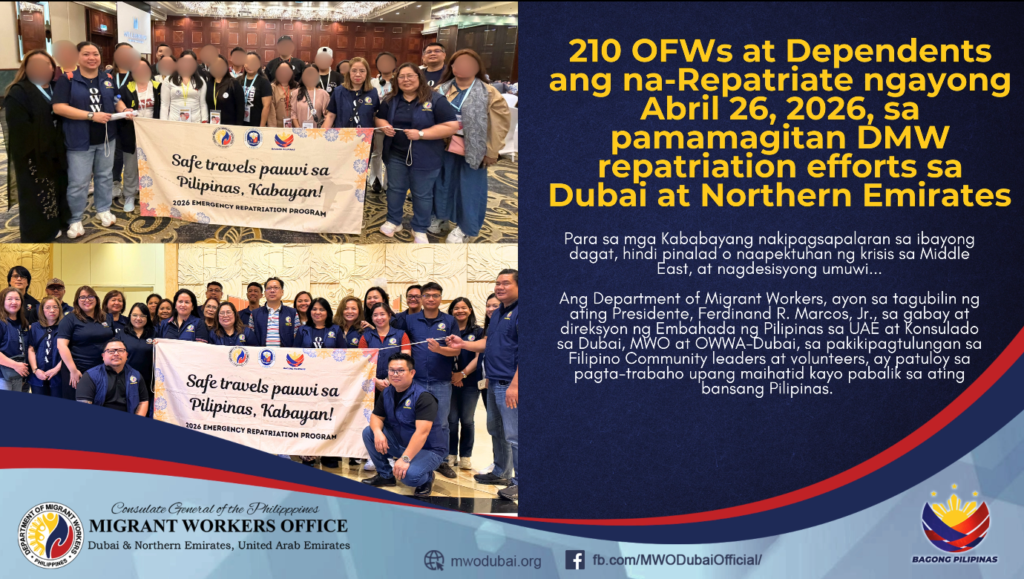 𝟐𝟏𝟎 𝐎𝐅𝐖𝐒 𝐀𝐓 𝐃𝐄𝐏𝐄𝐍𝐃𝐄𝐍𝐓𝐒 𝐀𝐍𝐆 𝐍𝐀-𝐑𝐄𝐏𝐀𝐓𝐑𝐈𝐀𝐓𝐄 𝐍𝐆𝐀𝐘𝐎𝐍𝐆 𝐀𝐁𝐑𝐈𝐋 𝟐𝟔, 𝟐𝟎𝟐𝟔, 𝐒𝐀 𝐏𝐀𝐌𝐀𝐌𝐀𝐆𝐈𝐓𝐀𝐍 𝐃𝐖𝐌 𝐑𝐄𝐏𝐀𝐓𝐑𝐈𝐀𝐓𝐈𝐎𝐍 𝐄𝐅𝐅𝐎𝐑𝐓𝐒 𝐒𝐀 𝐃𝐔𝐁𝐀𝐈 𝐀𝐍𝐃 𝐍𝐎𝐑𝐓𝐇𝐄𝐑𝐍 𝐄𝐌𝐈𝐑𝐀𝐓𝐄𝐒